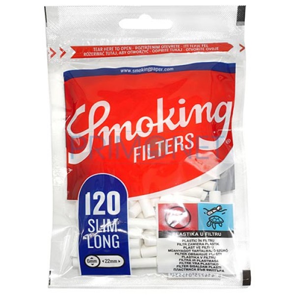 Plic cu 120 de filtre pentru rulat Smoking Slim Long