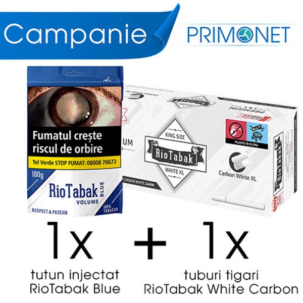Campanie 1 x tutun RioTabak Blue Volume 100g (T&T) + 1 x RioTabak White XL Carbon (200)