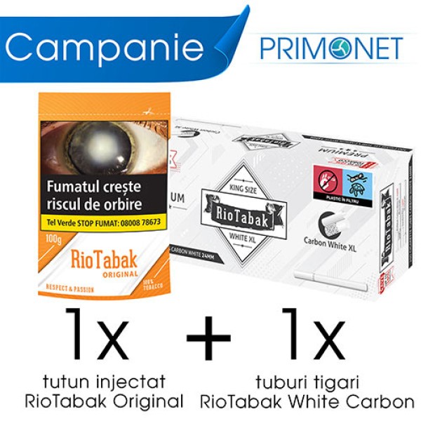 Campanie 1 x tutun RioTabak Original Volume 100g (T&T) + 1 x RioTabak White XL Carbon (200)