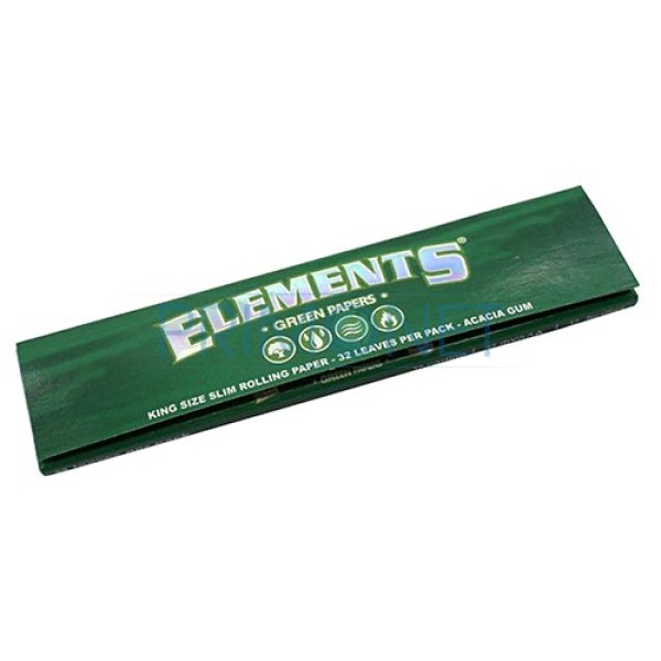 Pachet cu 32 foite pentru rulat tutun Elements Green King Size Slim