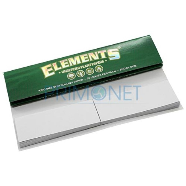 Foite Rulat Tutun Elements Green King Size Slim + Filter Tips