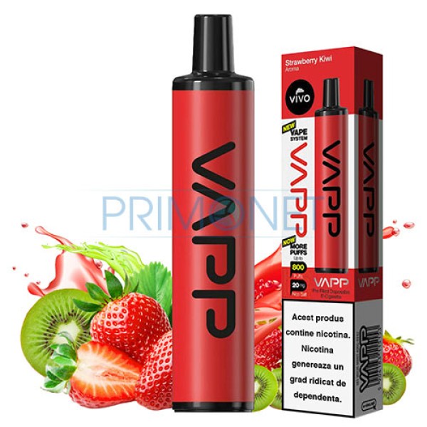 Mini narghilea VAPP Strawberry Kiwi (20 mg) 800 pufuri