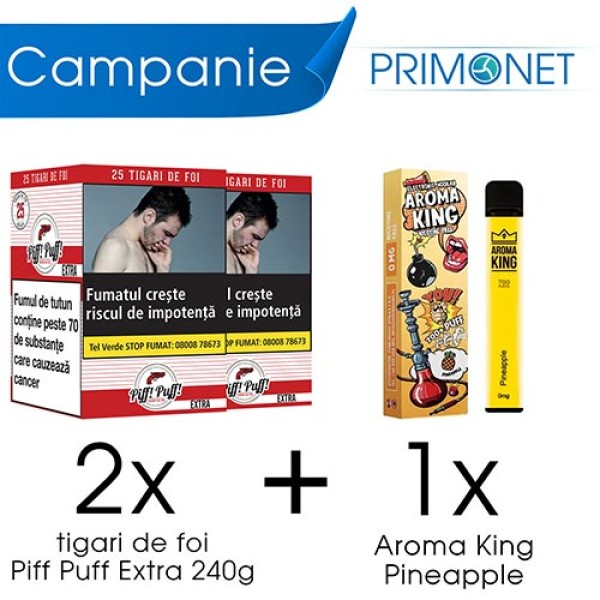 Campanie 2 x Tigari de Foi Piff Puff Extra (25) + 1 x Aroma King Pineapple 700 pufuri