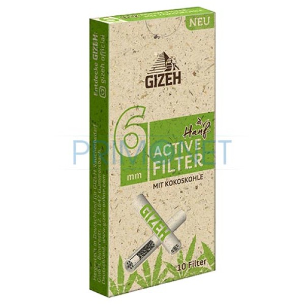 Filtre tigari Gizeh Hemp Activ Tips in pachet de 10 filtre cu carbon activ