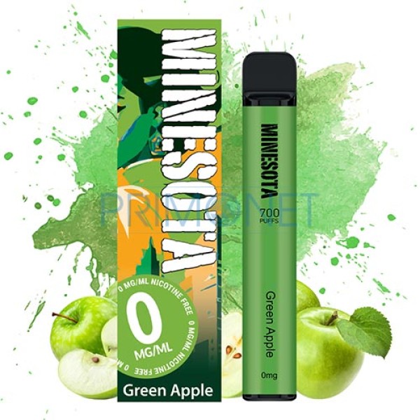 Mini narghilea Minesota Green Apple de unica folosinta cu 700 pufuri fara nicotina