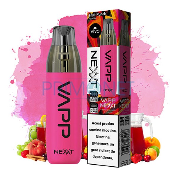 Mini narghilea cu nicotina VIVO Nexxt Fruit Punch 20 mg cu 1000 pufuri