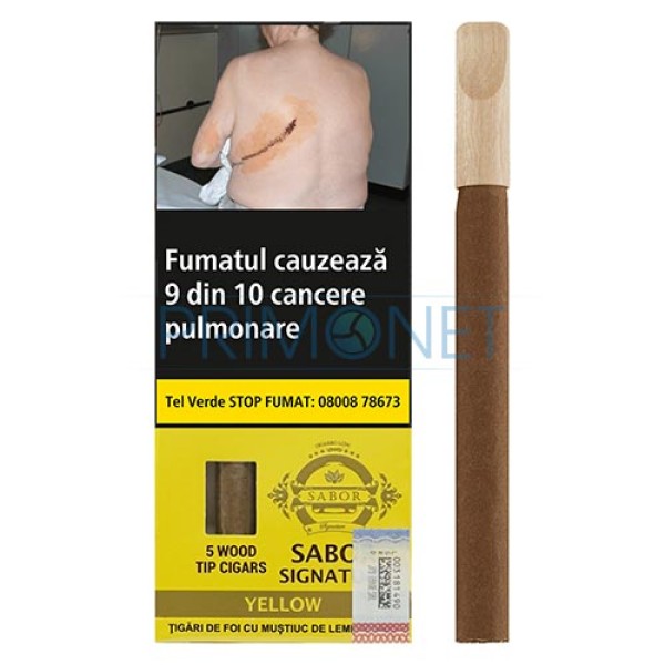 Tigari de foi Sabor Wood Tip Yellow 22g (vanilie) 5