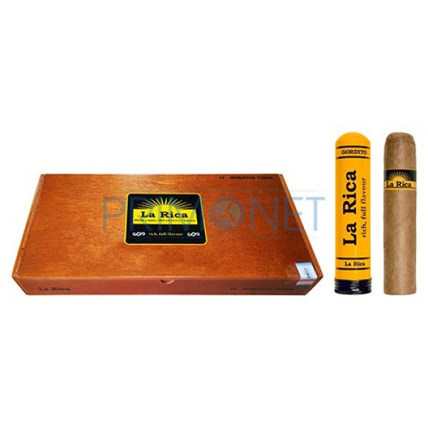 Cutie din lemn cu 10 trabucuri ambalate individual La Rica Natural Connecticut Gordito