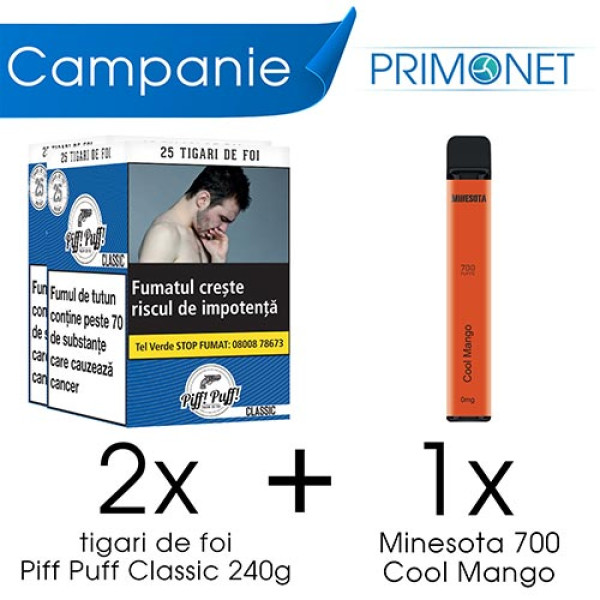 Campanie 2 x Tigari de Foi Piff Puff Classic (25) + 1 x Minesota Cool Mango 700 pufuri