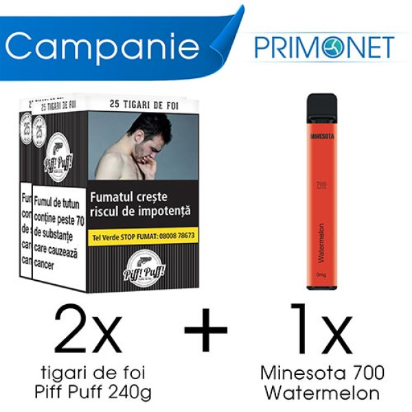 Campanie 2 x Tigari de Foi Piff Puff (25) + 1 x Minesota Watermelon 700 pufuri