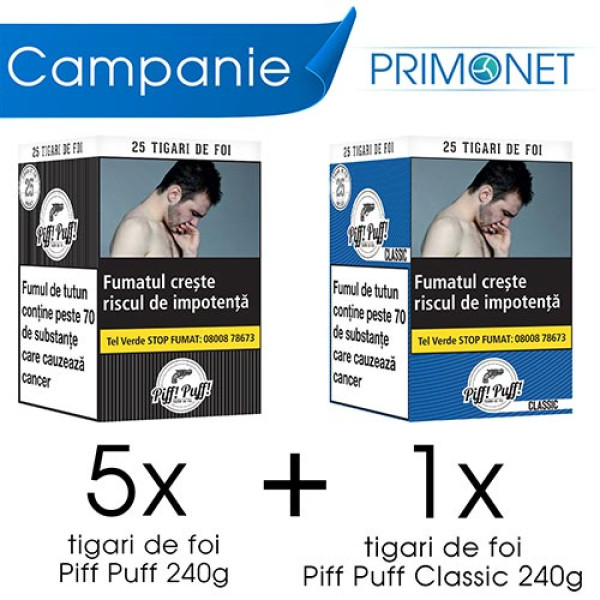 Campanie 5 x Tigari de Foi Piff Puff (25) + 1 x Tigari de Foi Piff Puff Classic (25)