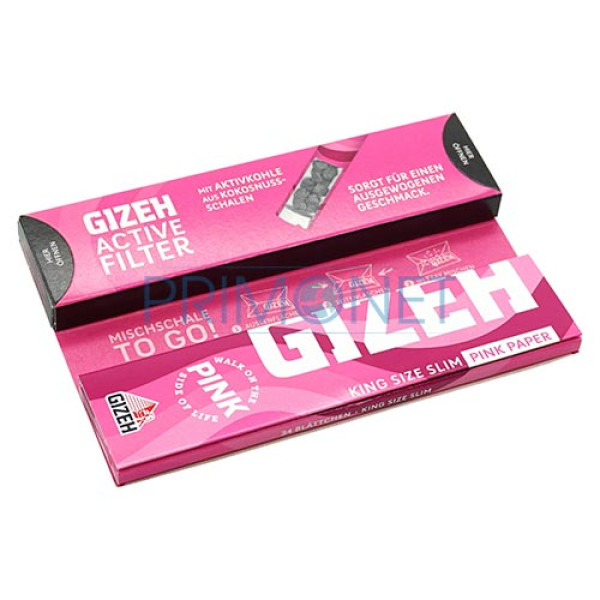 Foite Rulat Tutun Gizeh Pink KS Slim + Activ Tips