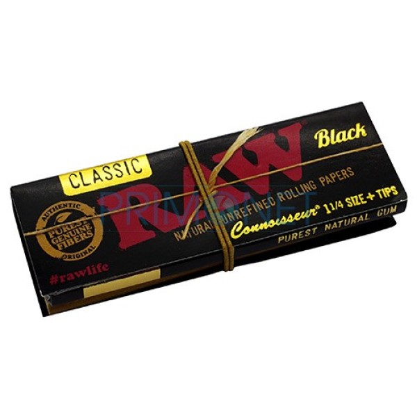 Foite Rulat Tutun RAW Black 1 1/4 + Filter Tips