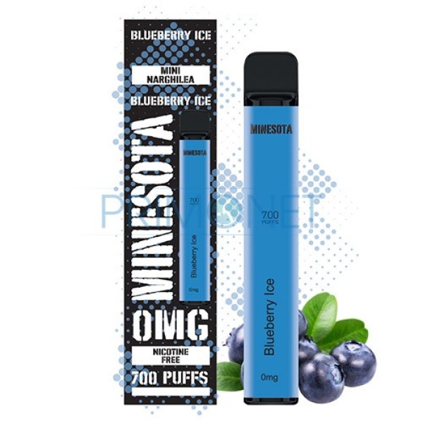 Mini narghilea Minesota Blueberry Ice (0 mg) 700 pufuri