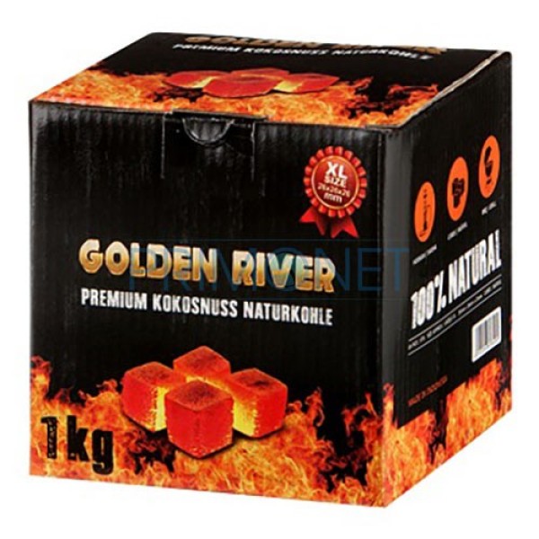 Carbuni Narghilea Golden River Premium 1kg Cocos