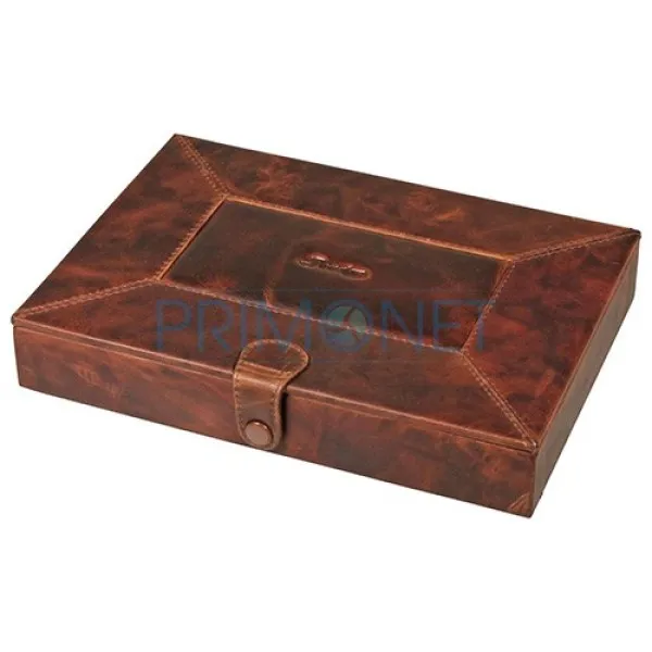 560152 Humidor trabucuri Piele si Lemn 