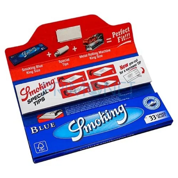 Foite Rulat Tutun Smoking Blue King Size + Filter Tips