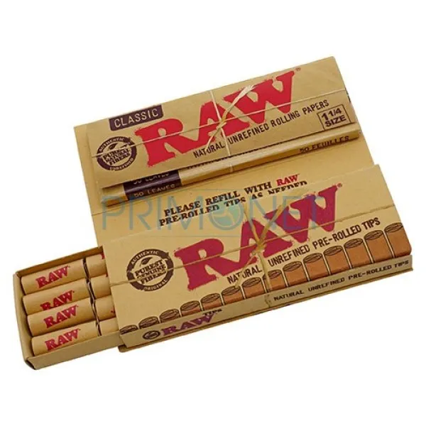Foite Rulat Tutun RAW 1 1/4 + Prerolled Tips