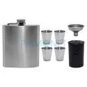 Set cadou plosca metalica cu palnie si 4 pahare incluse DM 23