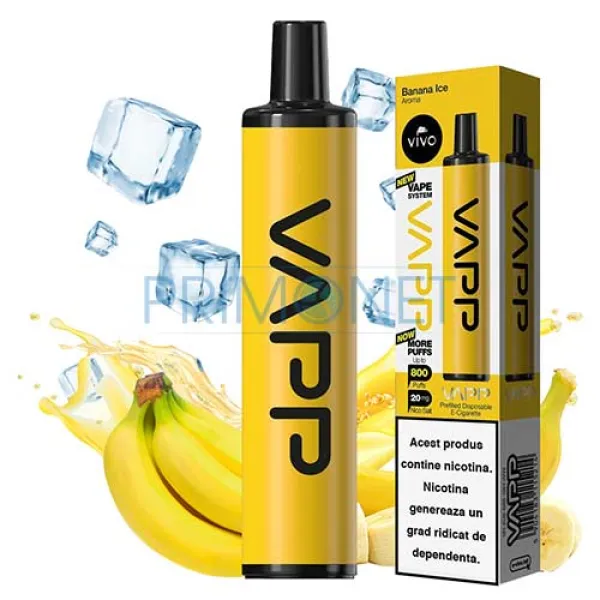 Mini narghilea VAPP Banana Ice (20 mg) 800 pufuri