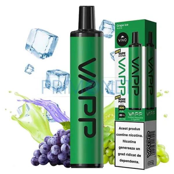Mini narghilea VAPP Ice Grape (20 mg) 800 pufuri