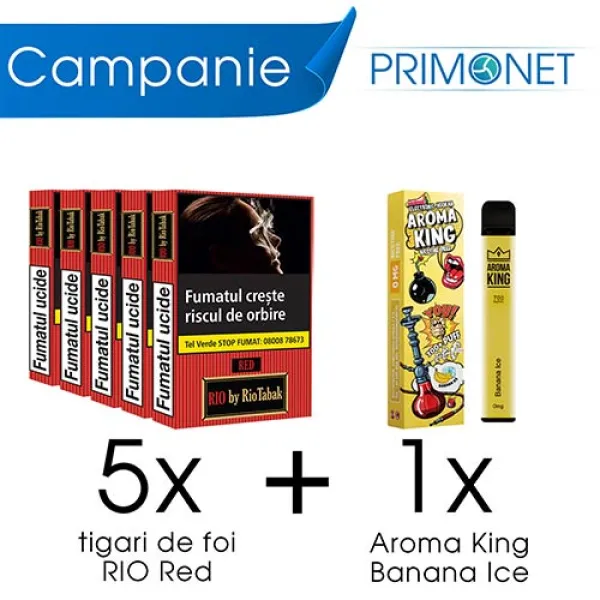 Campanie 5 x RIO Red (48g) + 1 x Aroma King Banana Ice 700 pufuri