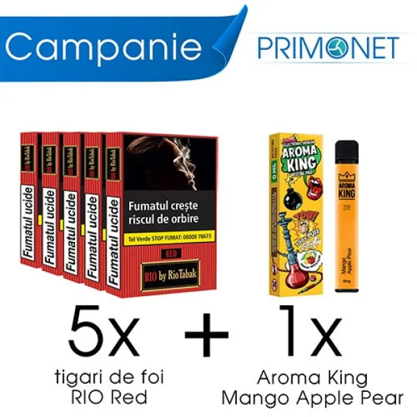 Campanie 5 x RIO Red (48g) + 1 x Aroma King Mango Apple Pear 700 pufuri