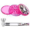 set pipa din sticla cu grinder si sita pentru pipa Dream 28 Lady Hornet