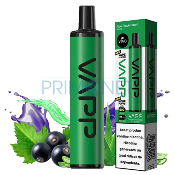 Mini narghilea VAPP Aloe Blackcurrant (20 mg) 800 pufuri