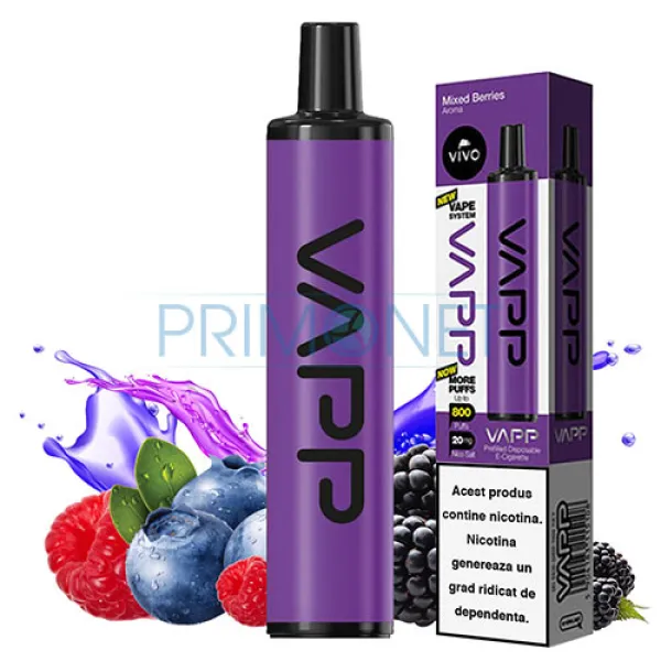 Mini narghilea VAPP Mixed Berries (20 mg) 800 pufuri
