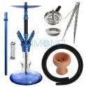 Narghilea de calitate de 74 de cm model Crown Elox Flash cu coloana de fum din lemn de fag gravat marca Kaya