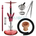 Narghilea din sticla si otel inoxidabil Kaya Elox Eco Carbonia Red cu inaltimea de 58 CM