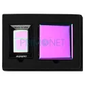 Set Cadou bricheta cromata cu tabachera tigari marca Zippo Rainbow