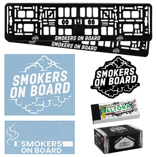 Suport numere auto Smokers On Board (set)