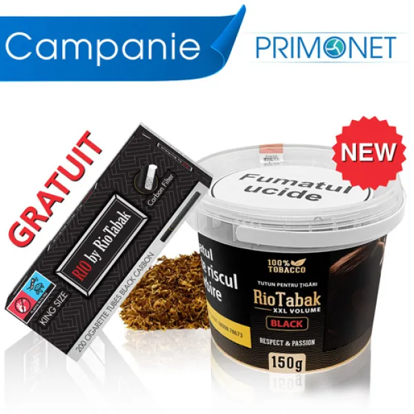 Campanie Tutun RioTabak Black Volume XXL 150g + 1 x RIO Black Carbon (200)