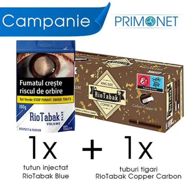Campanie 1 x tutun RioTabak Blue Volume 100g (T&T) + 1 x RioTabak Copper XL Carbon (200)