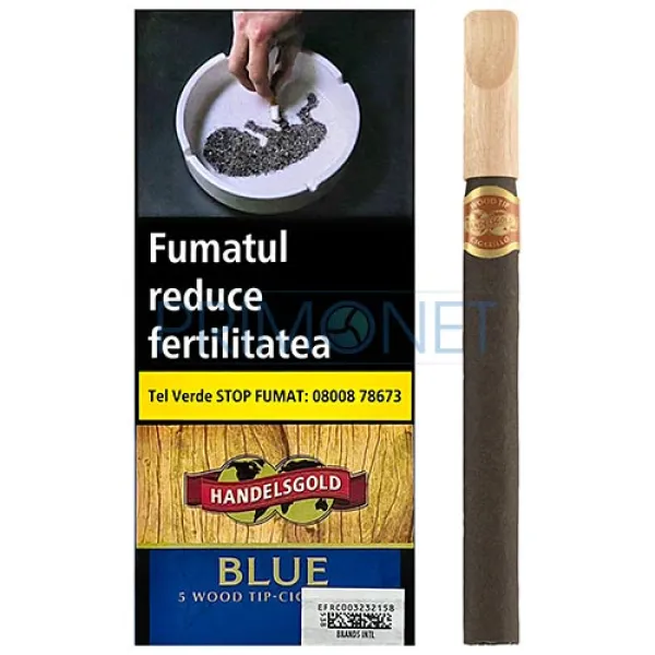 Tigari de foi Handelsgold Wood Tip Blue 26g (ciocolata) 5