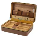 Humidor pentru calatorie Passatore Brown din piele naturala si lemn de cedru