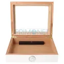 Humidor pentru trabucuri Germanus White cu capac cu sticla