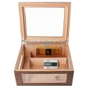 Humidor trabucuri Germanus Deluxe Brown fabricat din lemn si sticla