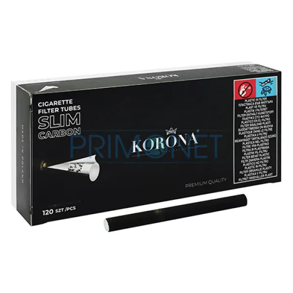 Tuburi Tigari Korona Slim Black Carbon 120
