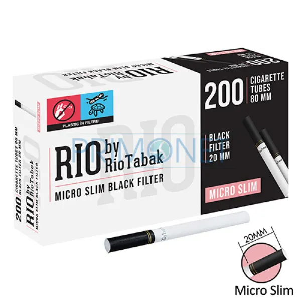 Tuburi tigari RIO Micro Slim Black Filter (20 mm) 200
