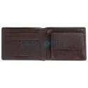 Portofel din piele naturala de culoare maro in cutie Zippo