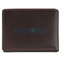 Portofel din piele naturala de culoare maro in cutie Zippo