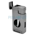 Bricheta metalica pentru trabuc Ronson Thunder Grey cu cutter in forma de v