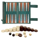 Set joc de table rulabil din piele naturala cu piese din lemn de calitate Melia Roll-Up Eire