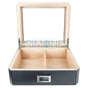 Humidor pentru trabucuri cu capac din sticla Carbon optic