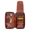 Humidor de trabucuri portabil confectionat integral din piele naturala Crown & Tiger Classic Brown
