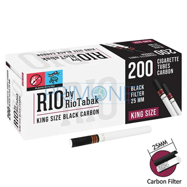 Tuburi Tigari RIO Black XL Carbon Activ (25 mm) 200 King Size