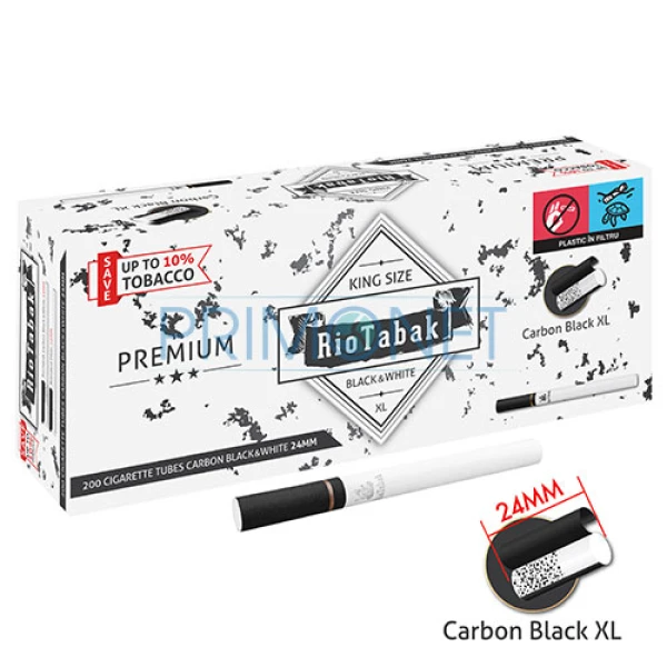 Tuburi Tigari RioTabak Black & White XL Carbon Activ (24 mm) 200 Tuburi Tigari RioTabak Black & White XL Carbon Activ (24 mm) 200